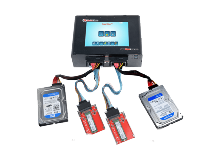 SUPERWIPER 8" 3 NVME + 7 SATA PORTABLE ERASE UNIT ERASE FROM 2 NVME AND 7 SATA DRIVES