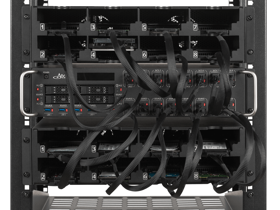 Atola TaskForce 2 Unit and Device Racks Close Up Shot
