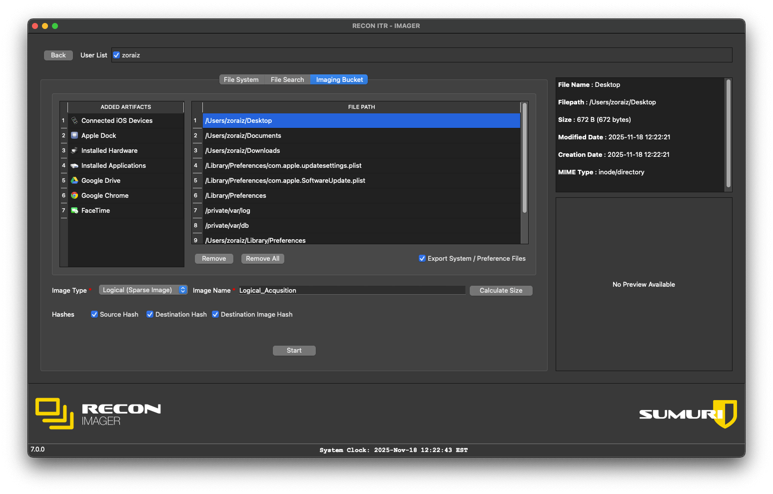 RECON ITR v7 Logical Imager - bucket